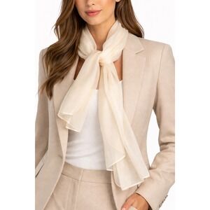 St. John Vintage Silk Chiffon Scarf Champagne Sheer Wrap 42x19 Quiet Luxury Chic